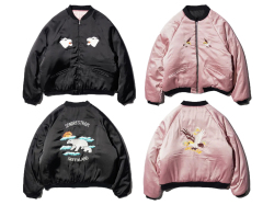 【送料無料】THRIFTY LOOK SUNDERSTORM SOUVENIR PADDED BLOUSON SATIN BLACK/PINK