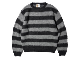 【送料無料】TOWNCRAFT MOHAIR SHAGGY BORDER CREW SWEATER GRAY