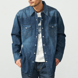 【送料無料】Wrangler US ORIGINAL 27MW WESTERN DENIM SHIRT USED INDIGO