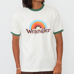Wrangler RAINBOW LOGO RINGER T-SHIRT GREEN 「メール便OK」