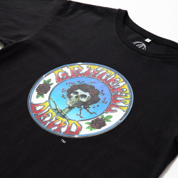 Greatful Dead × Wrangler PRINT T-SHIRT SKULL AND ROSES BLACK 「メール便OK」