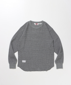 BEN DAVIS WAFFLE L/S CREW MIX GRAY