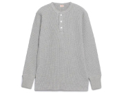 【送料無料】Healthknit SUPER HEAVY WAFFLE HENLEY NECK L/S #990 GRAY