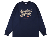 【送料無料】STANDARD CALIFORNIA HEAVYWEIGHT MODERN TWIST SIGNS LOGO2 LONG SLEEVE T-SHIRT NAVY