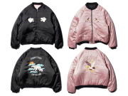 【送料無料】THRIFTY LOOK SUNDERSTORM SOUVENIR PADDED BLOUSON SATIN BLACK/PINK