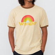Wrangler RAINBOW LOGO RINGER T-SHIRT BROWN 「メール便OK」