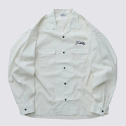 【送料無料】FIDELITY LOGO EMB TENCEL OPEN COLLER SHIRT IVORY