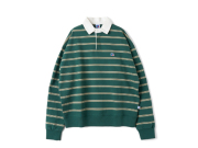 RUSSELL ATHLETIC Super Heavy Striped Jersey Rugger Shirt Green