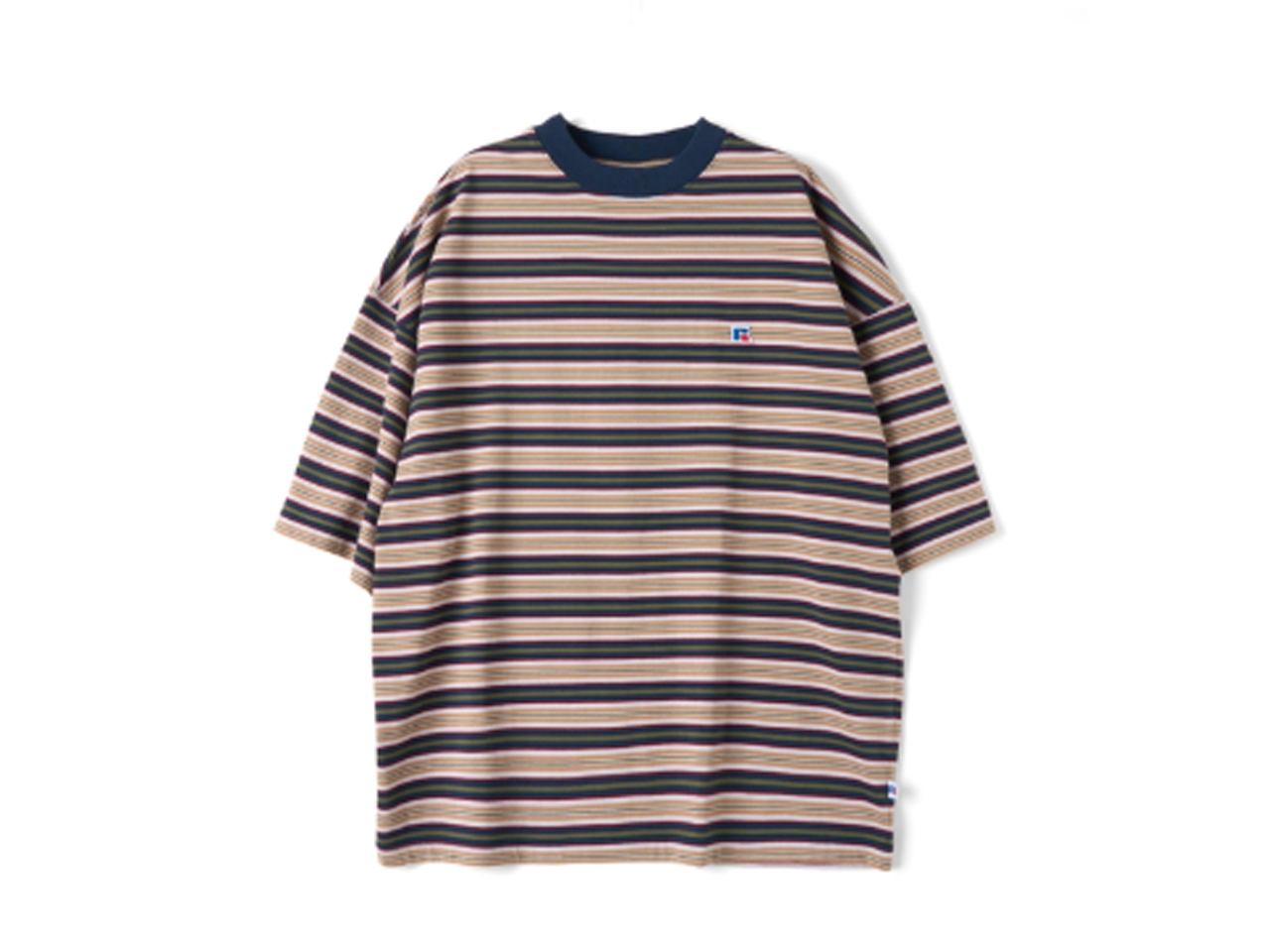 RUSSELL ATHLETIC Athletic Striped Jersey T-shirt Beige 「メール便OK」