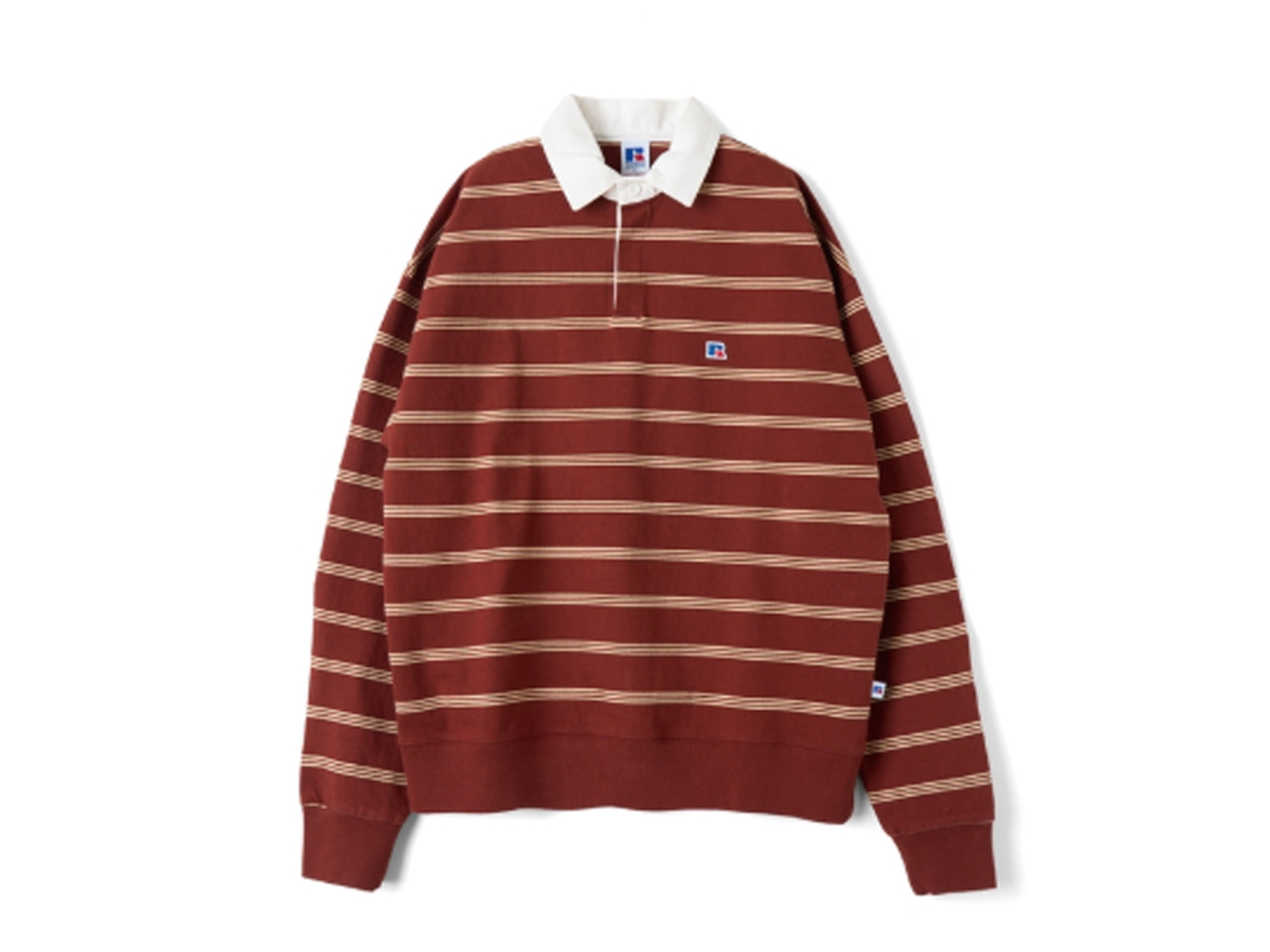 RUSSELL ATHLETIC Super Heavy Striped Jersey Rugger Shirt Red