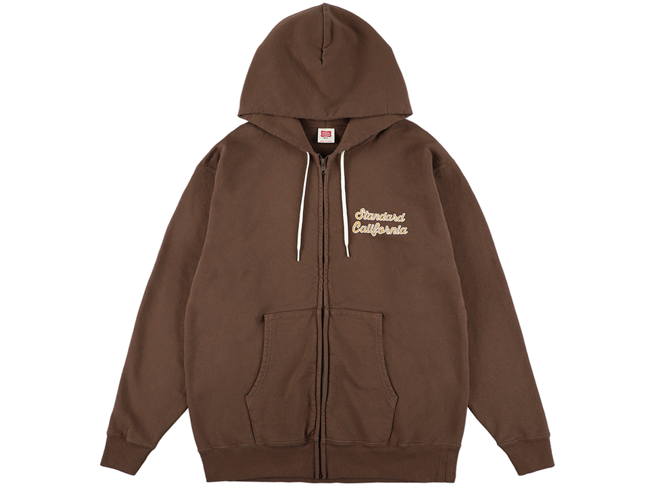 【送料無料】STANDARD CALIFORNIA US COTTON SCRIPT LOGO ZIP HOOD SWEAT BROWN