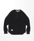 BEN DAVIS WAFFLE L/S HENLEY BLACK
