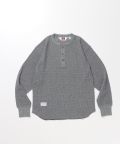 BEN DAVIS WAFFLE L/S HENLEY MIX GRAY