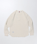 BEN DAVIS WAFFLE L/S HENLEY OFF WHITE