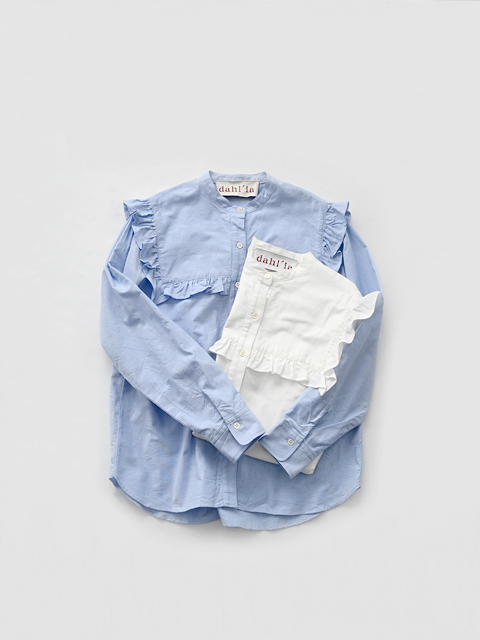 ダル　dhal フリルシャツ dahl'ia (ダリア) コットンオックス・フリルシャツ