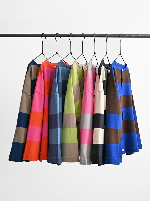 maillot♡ワイドボーダー前後2wayカーディガン♡コットン♡日本製♡ maillot (マイヨ) ワイドボーダー・2wayカーディガン