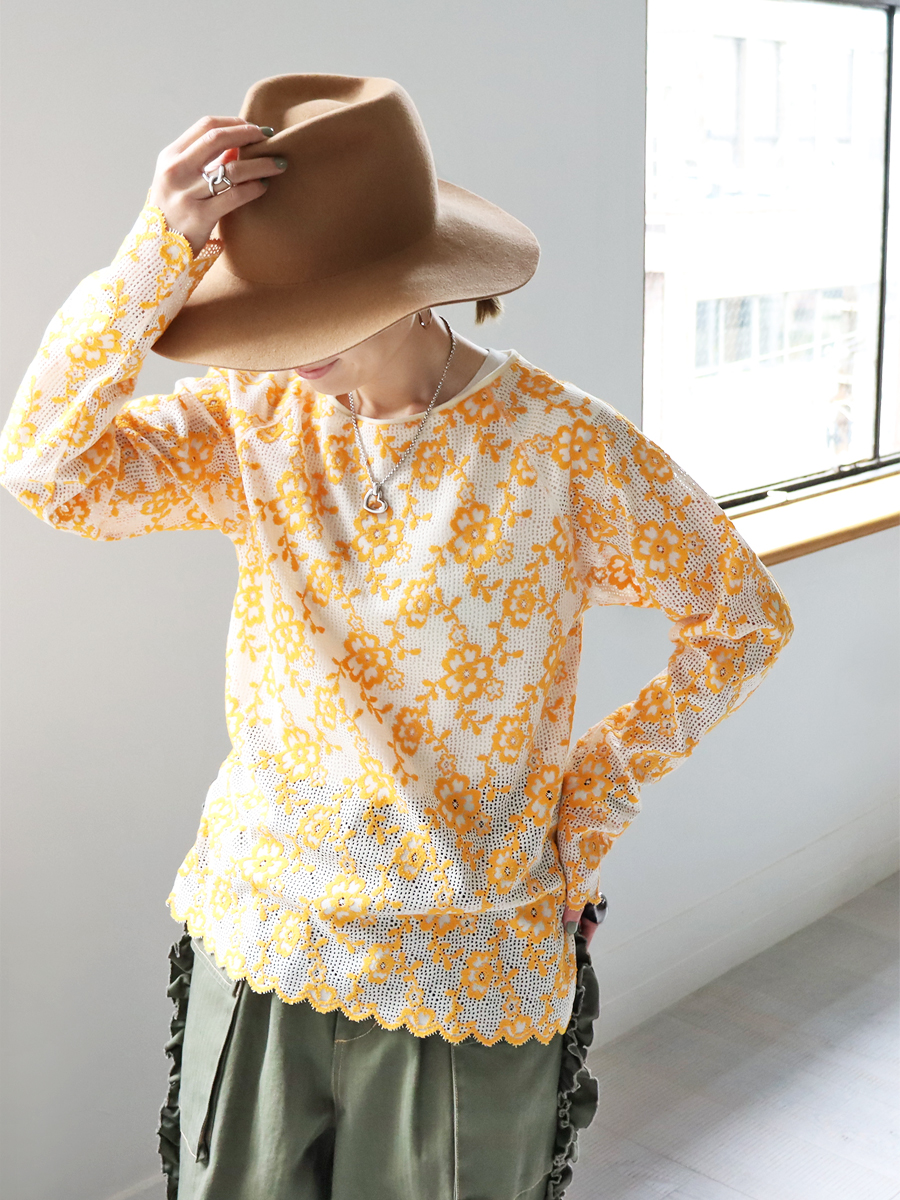 RhodolirioN (ロドリリオン)　Crew Neck Tee - Flower Lace  (フラワーレースTee)