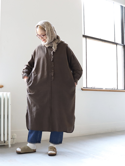 maison de soil (メゾンドソイル) フリルカラーシャツワンピース