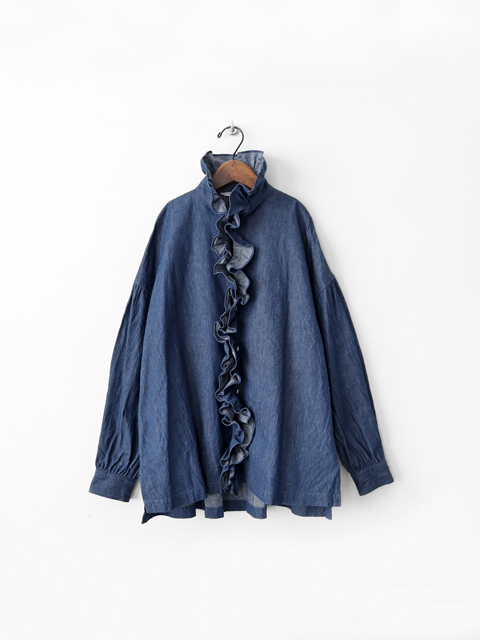 TOUJOURS Ruffle Shirt デニム・フリルシャツ 2023秋