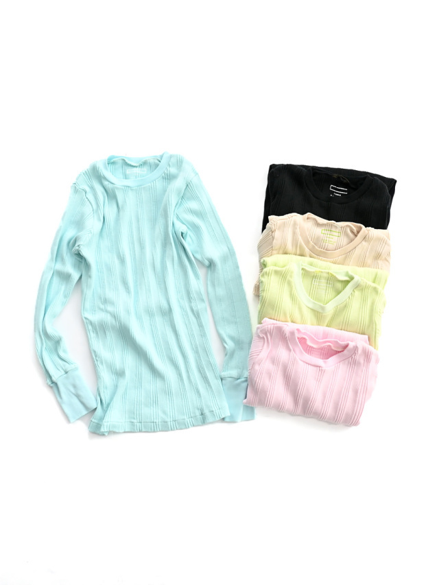 【50%OFF】Ohh!(オー) 　Cotton Silk Random L/S Crew (ランダムリブ・長袖) OHH-035