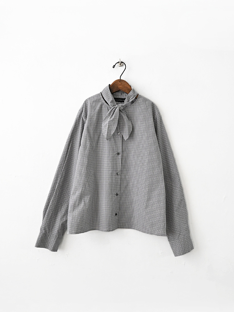 mizuiro ind (ミズイロインド) チェック・リボンタイシャツ