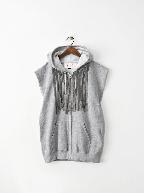 dahl'ia (ダリア)　キュプラフリルデコレーション・リメイクスウェットジップベスト (全2色)