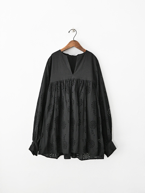 TOUJOURS (トゥジュー)　Classic Smock Shirt (インディアンレース刺繍・スモックシャツ)