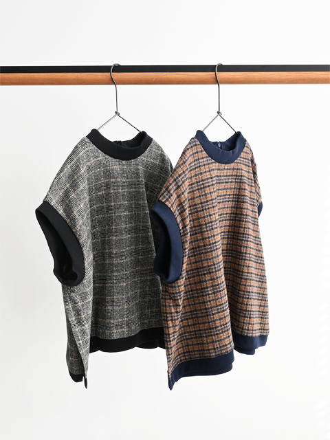 maillot (マイヨ)　Tweedy Cottton Check Vest （チェック・サイドスリットベスト）