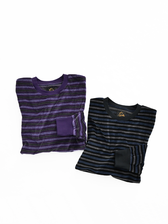 Needles (ニードルズ) L/S Crew Neck Tee - Stripe Velour(長袖・ボーダーTee/ベロア)