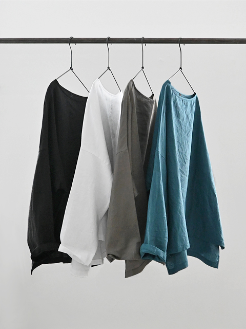 【30%OFF】TRAVAIL MANUEL (トラバイユマニュアル)　タイディリネン・ボートネックTブラウス