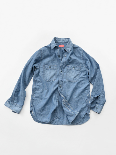 adeu (アデウ)　シャンブレー・ワークシャツ