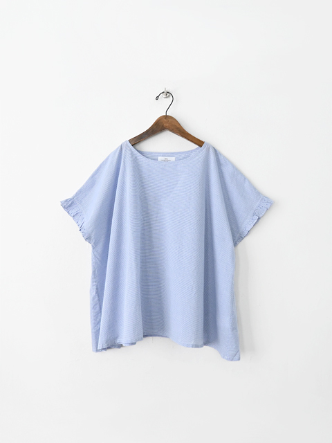 SOIL (ソイル)　ストライプ・半袖ギャザースモック