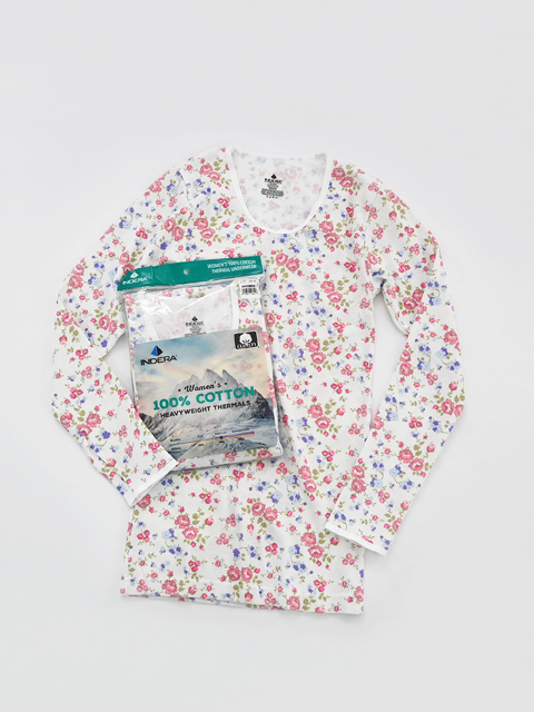 INDERA (インデラ) 花柄サーマル・長袖トップス