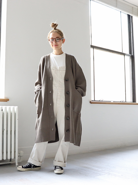 【50%OFF】 mizuiro ind (ミズイロインド)　ワイドVネック・ロングカーディガン