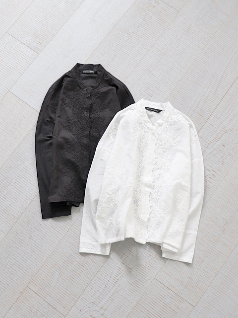 mizuiro ind (ミズイロインド) フロントレース・ワイドシャツ