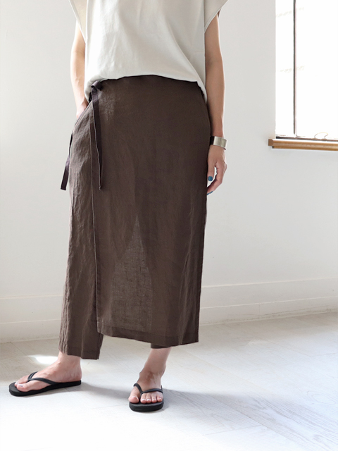 【30%OFF】 TRAVAIL MANUEL (トラバイユマニュアル)　ブリーズリネン・ラップパンツ