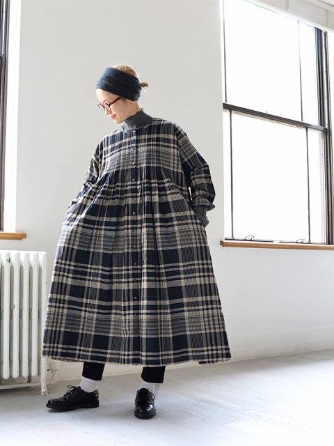【40%OFF】maison de soil (メゾンドソイル)　チェック・クルーネックシャツワンピース
