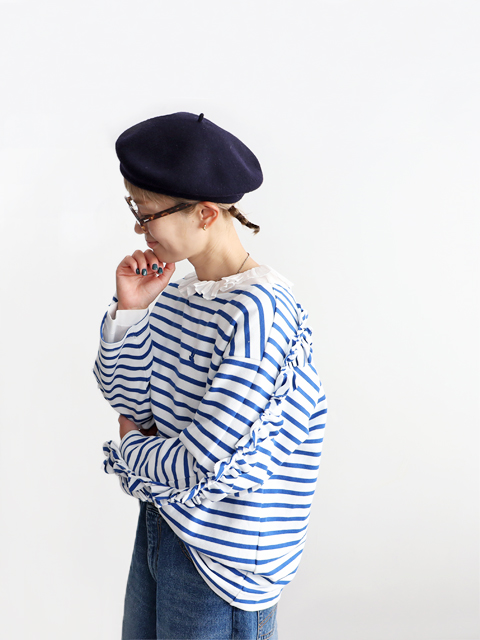 RhodolirioN (ロドリリオン)　Swallow Frill Basque Shirt (ボーダー・フリルバスクシャツ)