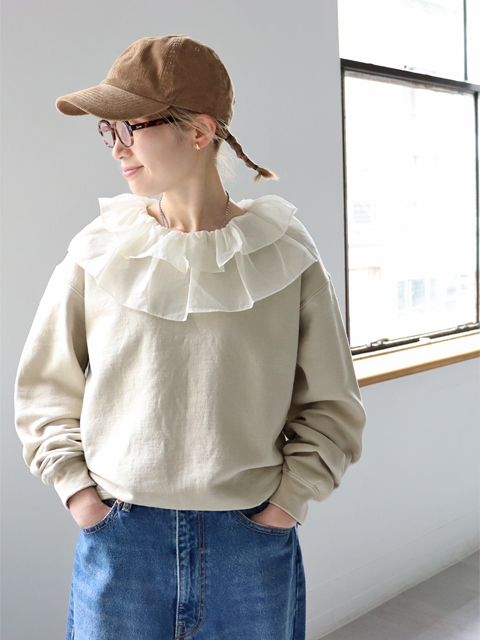 dahl'ia (ダリア) フリル襟・リメイクスウェット (全3色)