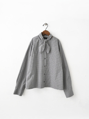 mizuiro ind (ミズイロインド)　チェック・リボンタイシャツ