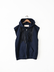 dahl'ia (ダリア)　キュプラフリルデコレーション・リメイクスウェットジップベスト (全2色)