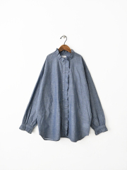 maison de soil (メゾンドソイル)　シャンブレー・フリルカラーブラウス