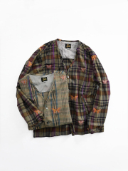 Needles (ニードルズ)　V-Neck Cardigan - Embroidered Madras Plaid（チェック・シャツジャケット）