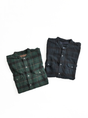 Vas-y Lentement (ヴァジーラントモン)　ネルチェック・バンドカラーシャツ