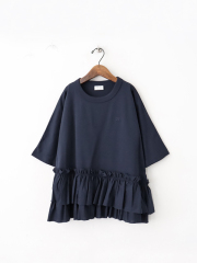 RhodolirioN (ロドリリオン)　Swallow Frill Tiered Top (天竺・裾フリル半袖Tee)
