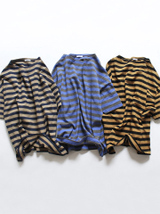 maillot (マイヨ)　ドロップショルダー・ボーダー半袖Tee (Color×Color)