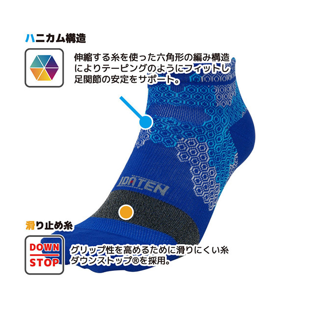 IDATENハニカムテーピングソックスショート丈 190102