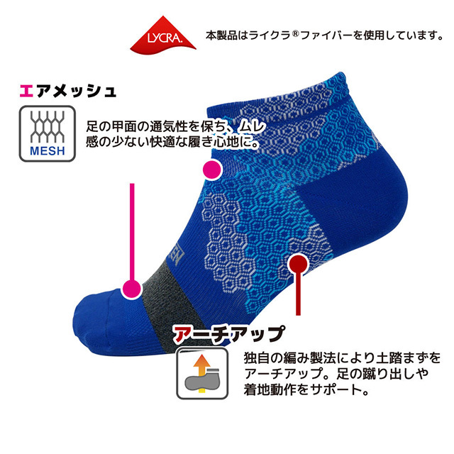 IDATENハニカムテーピングソックスショート丈 190102