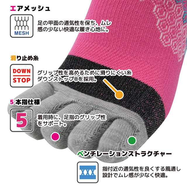 IDATEN5本指ハニカムテーピングソックスショート丈 190202