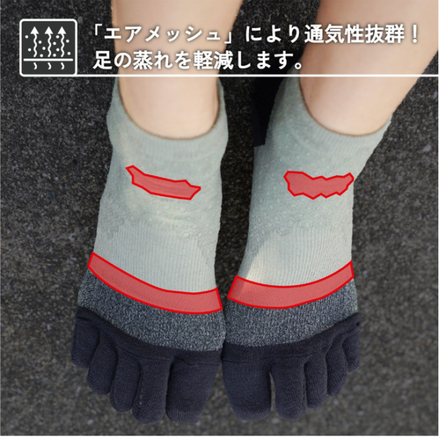 IDATEN 5本指ハニカムテーピングソックスショート丈 Nカラー ID190205